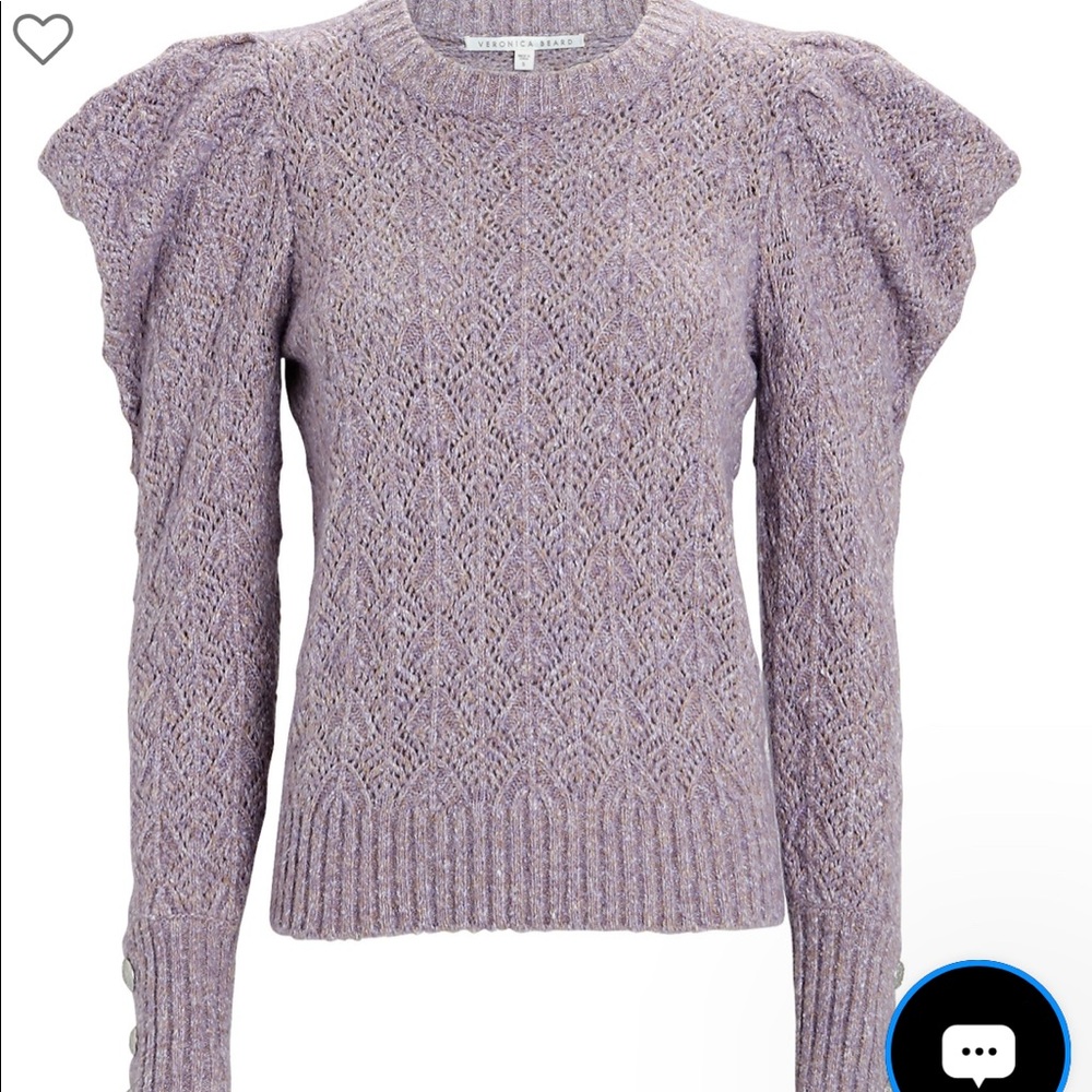 New Veronica Beard puff sleeve crew neck sweater in lilac color. Size Medium